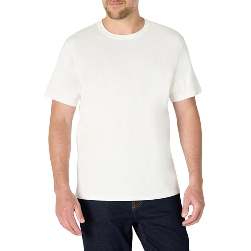 Amazon Essentials Herren T-Shirt Aus Schwerer Baumwolle Mit Lockerer Passform, Weiß, L