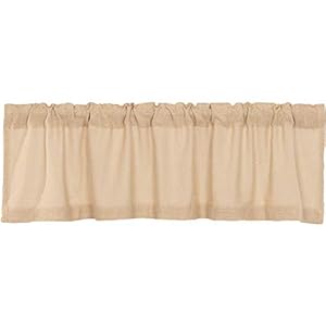 Vhc brands burlap vintage window curtain topper valance beige 16×60  urban country home decor