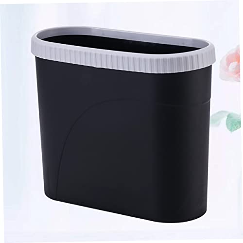 Caneca de basura rectangular negra para cocina y baño miniatura 3