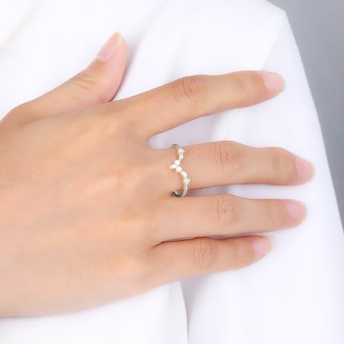 Moissanite Wedding Band for Women 925 Sterling Silver Engagement Ring Eternity Bands Stackable Promise Rings for Her Wedding Rings Size 3-103