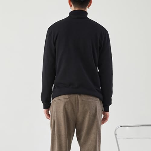 Pull à col roulé noir 4XL tricoté en coton premium, le raffinement d'une coupe classique.