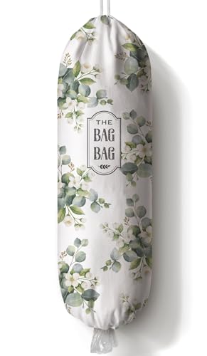 Moanlor Art Plastic Bag Holder-Eucalyptus Floral Grocery Bag Organizer-Summer Kitchen Decor & Gifts