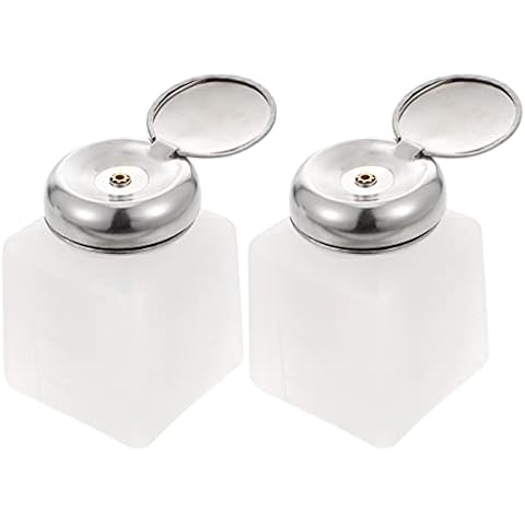 ULTECHNOVO 100ml Alcohol Dispenser Anti-Static Push Down Pump Bottles Lockable Square Plastic Bottles, 2Pcs Cover
