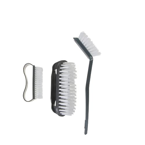 Cleaning Brushes Set (3Pcs) Multifunction Power Scrubber Hand Tools With Stiff Nylon Bristles Mould Limescale and Grout Remover Ergonomic and Heavy Duty Cleaning Products For Home and Commercial Use