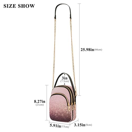 Rose Gold Shiny Glitter Crossbody Purse for Women Travel Handbag Small Shoulder Bag3