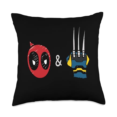 Marvel Studios Deadpool & Wolverine Mask & Claw Emoji Icons Throw Pillow