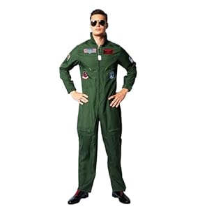 EraSpooky Herren Pilot Kostüm Flieger Faschingskostüme Cosplay Halloween Party Karneval Fastnacht Kleidung für Erwachsene