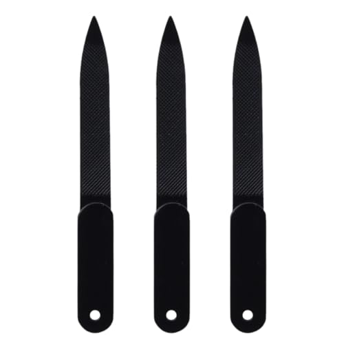 SEWACC Juego de 3 Limas de Uñas Portátiles de Acero Inoxidable Negras para Manicura y Pedicura Limas Pequeñas para Uñas Naturales y Acrílicas Herramienta Compacta para Cuidado Femenino
