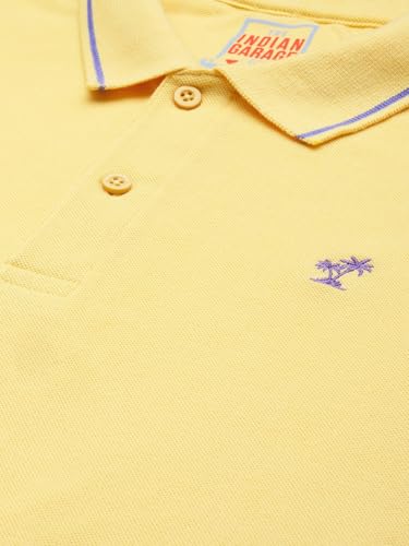Image of The Indian Garage Co Men Slim Fit Solid Polo Neck Half Sleeves Tshirt