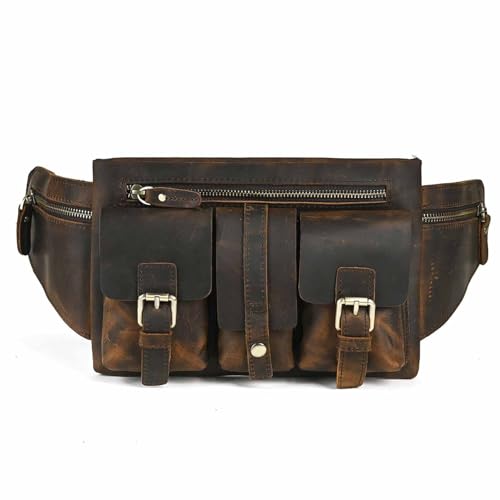 Bolso de cinturón de cuero de vaca para hombres y mujeres activos