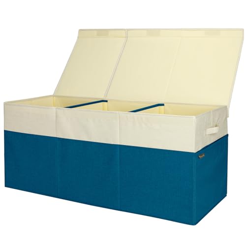 BALEINE Fabric Storage Bins with Lid, Collapsible Extra Large Storage Boxes Bins Baskets with Divider for Home Organizing (37.5