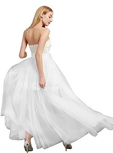 Women Wedding Maxi Tulle Skirts Detachable Train Overskirt Overlay Long Bridal4