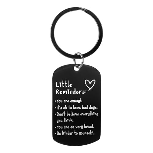 Mikovivi Little Reminders Keychain Keychain Perfect Mental Health Gifts Anxiety Relief Items Positive Affirmation Inspirational Uplifting Gifts for Women and Men(Black)