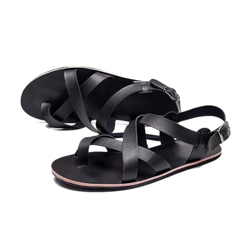 Summer Comfy Toe Corrector Slippers, Mens Bunion Relief Leather Breathable Sandals with Adjustable Metal Buckle Strap, Stylish Summer Non- Slip Holiday Flip Flops, for Dad Men Grandpa