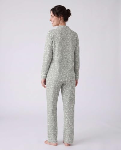 Image of Laura Ashley Women's Plush Knit Pajamas 2 Piece Ultra Soft Brushed Long Sleeve Button Down Top and Pants Sleepwear Set