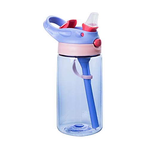 Louis Donnie - Botella de agua para niños con pajita a prueba de fugas, sin BPA, para niños y niñas