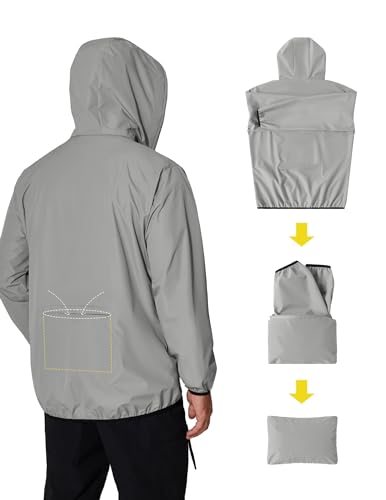 Image of COOFANDY Men's Light Rain Jacket with Hood Packable Waterproof Raincoat Golf Rain Gear Travel Hiking Windbreaker