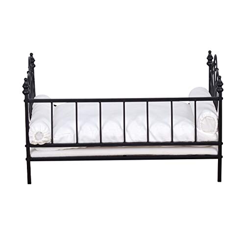 Babyland Bed For Dog, Pet Couch Bed With Metal Frame And Detached White Velvet Cushion With 2 Pillow For Small Pet #TOP4