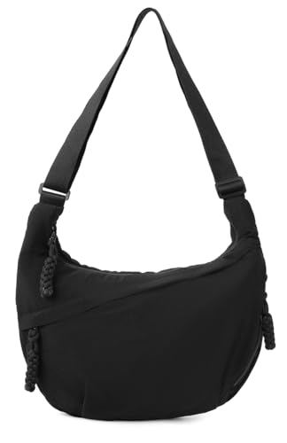 Hobo Bag for Women Men Crescent Shoulder Bag Retro Nylon Canvas Crossbody Bag Slouchy Corduroy Dumpling Bag Purse