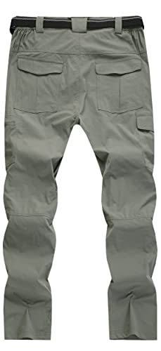 Men's Cargo Work Hiking Pants Lightweight Water Resistant Quick Dry Fishing Travel Camping Outdoor Breathable Multi Pockets Sage Green M #TOP6