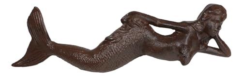 Escultura de Sirena Náutica Rústica de Hierro Fundido 13 in miniatura 3