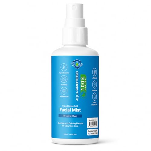 Aqua Protego Hypochlorous Acid Facial Mist Spray HOCl Hydrating Face Spray | All-in-One Toner Soothing & Refresher Face Mist Alcohol-Free & pH Balanced Safe for all Skin Types (100 ml)