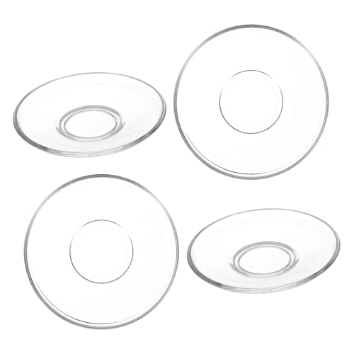 Catálogo de Platos para tazas los 10 mejores. 45 GETAJGHSD Platillos de Vidrio Transparente 4 Piezas Resistentes al Calor Platos Pequeños y Café Fáciles de Limpiar Multiusos para Cocina Sala de Estar Accesorios de Mesa
