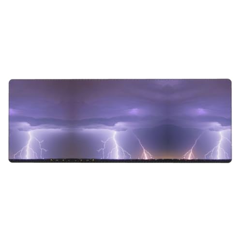 Tapis de souris grand format 30x80 cm tempête de foudre imprimé