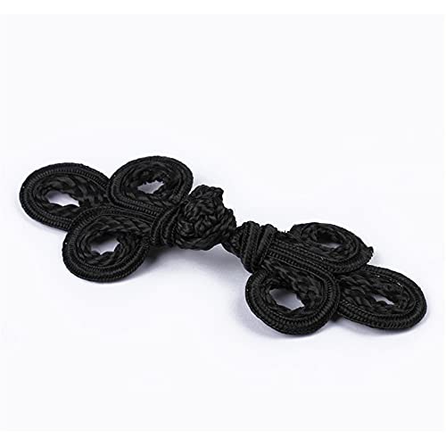 5 Pairs/Pack Chinese Knots Frog Buttons Closure Sewing Buttons Fastener for DIY Sewing (04 Black)