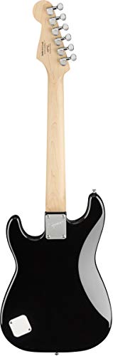 Fender Squier 3/4 Size Kids Mini Strat Electric Guitar Learn-to-Play Bundle with Tuner, Strap, Picks, Fender Play Online Lessons, and Austin Bazaar Instructional DVD - Black