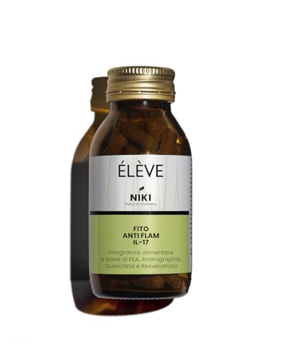 Élève Niki Natural Alchemy Fito Antiflam IL-17, Integratore Naturale con PEA, Andrographis e Ginseng, Supporto per Difese Immunitarie e Benessere Respiratorio, 100 Capsule Vegetali