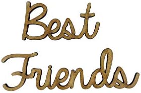 The Crafty Cow 8x Best Friends Words 6cm Wood Craft Embelishments Laser Cut Shape MDF