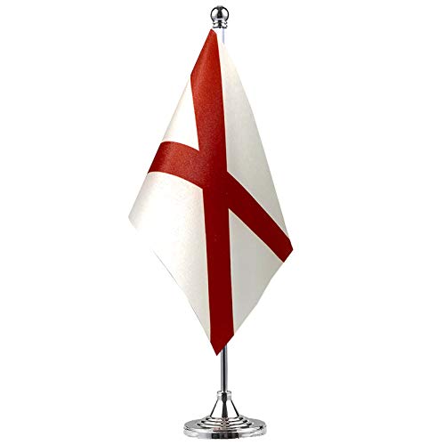 GentleGirl.USA Alabama State Flag Alabama AL Flag, Small Mini Alabama State Flag Desk Flag Stick Office Table Flag on Stand Base, US Festival Events Celebration Decoration,Desk Home Decoration