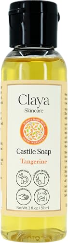 Image of Claya Tangerine Liquid Castile Soap - Organic Ingredients, Biodegradable, Gentle for Sensitive Skin and Versatile Use (Travel Size 2 fl oz)