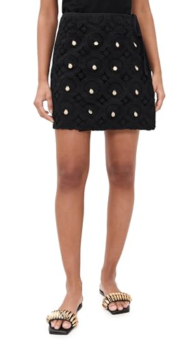 Women's Black Crochet Shell Wrap Skirt