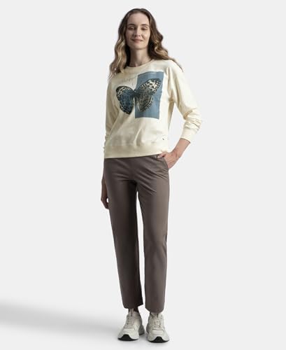 Image of Jockey A191 Women Super Combed Cotton French Terry Fabric Printed Sweatshirt