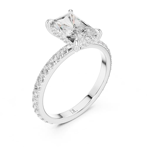 DIAMSLAND 4 Carat Radiant Lab Grown Diamond Engagement Ring – Radiant Cut – IGI Certified D–E Color, VVS2 Clarity – 14K/18K White, Yellow, or Rose Gold | With Gold Purity XRF Report Card And IGI Certificate