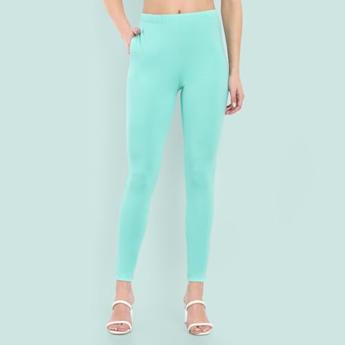 Image of ONE SKY Women Full Length Leggings | Cotton Modal Spandex Blend | High Waist Stretchable & Bio-Washed Fabric | Colour-Lock Technology | Comfortable Leggings for Women