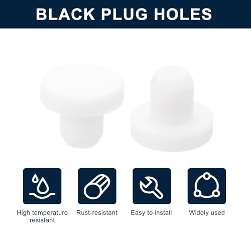 Image of uxcell 16 Pieces White Rubber Stopper, 8mm Plug Holes for 7.5-7.8mm /0.3-0.31 inch Hole