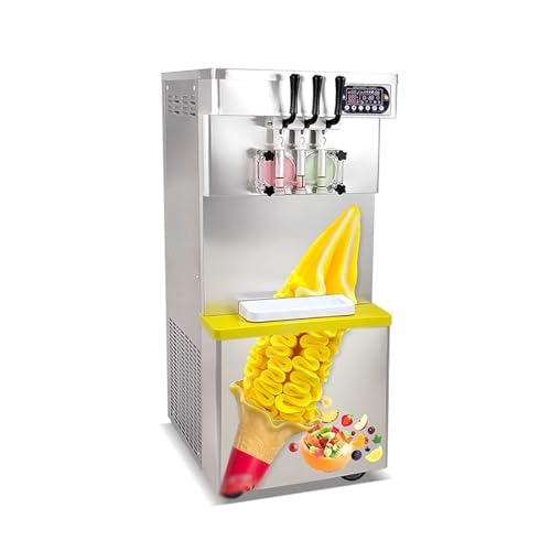 Hhaoran-9868 Eismaschine Transparenter Körper, vertikale kommerzielle Eismaschine, Milchtee-Shop, spezielle 3-Farben-Soft-Sweet-Cone-Eismaschine Tisch-Eismaschine, lustiges Küchengerät