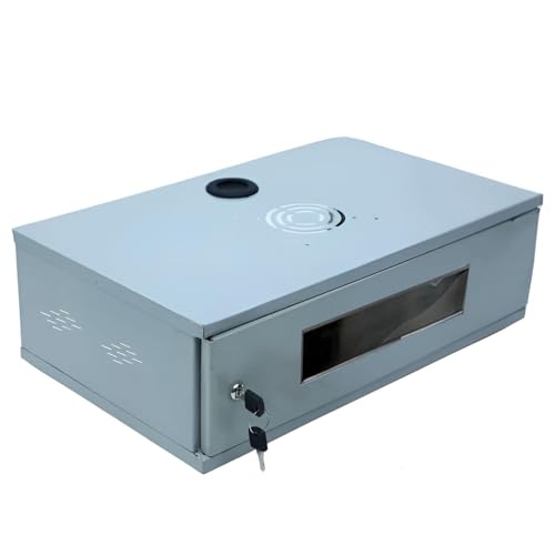 Image of 2U Metal Rack for DVR /NVR /Network Switches - Lockable, Glass Front, Ventilated with Top & Side Airflow, 2-Way Cable Management Holes - 490x300x160mm Secure Equipment Cabinet