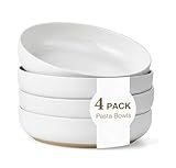 Gencywe 8.3' Pasta Bowls Set of 4, 34 oz Ceramic Salad Bowls, White Serving Plate, Wide and Shallow Bowl for for Fruits, Noodle, Dinner, Housewarming Wedding Christmas Dishwasher and Microwave Safe
