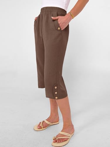 Image of ANRABESS Womens Wide Leg Capri Pants Elastic Waist Casual Loose Lounge Trousers 2026 Summer Flowy Beach Vacation Clothes