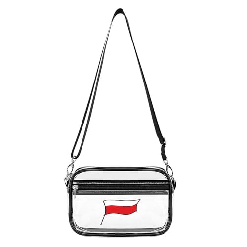 Poland Polska Flag Clear Stadium Bag Clear Mini Messenger Bags with 2 Compartments Crossbody Bag