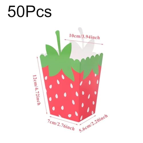Boîtes à popcorn et biscuits en papier fraise réutilisables