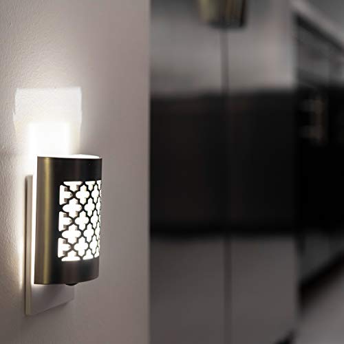 Ge Coverlite Led Night Light, Decorative, Plug-In, Smart Dusk-To-Dawn Sensor, Home Décor, Ideal For Bedroom, Bathroom, Kitchen, Hallway, 2 Pack, 46815, Brushed Nickel | Moroccan #TOP5