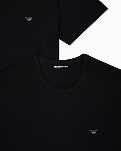 Emporio Armani Man's Core Logoband 2-Pack Crewneck T-Shirt, Schwarz, L, Regular, schwarz/schwarz, L – Ansicht 4