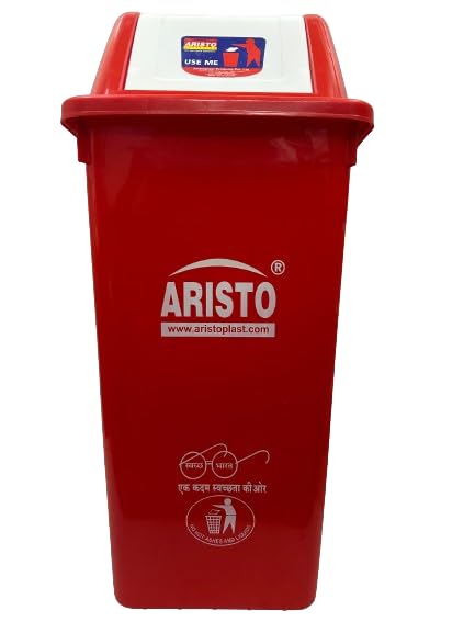 Image of ARISTO Square Swing Lid Plastic Dustbin 60 LTR (Red)