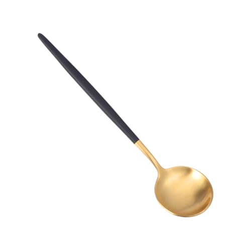 Cabilock Set Di Cucchiai in Acciaio Inox Posate Cucchiaio Da Tavola Cucchiaio Da Tavola Da Pasto Nero Dorato