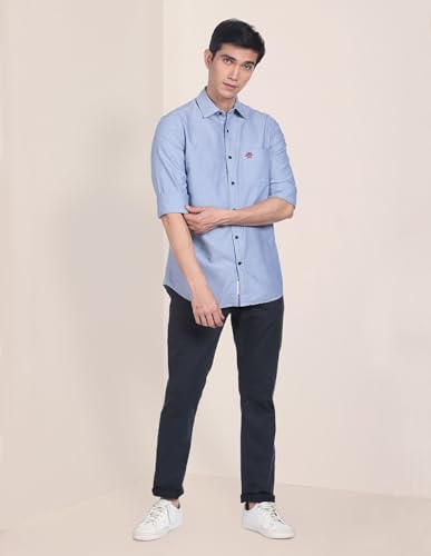 Image of U.S. Polo ASSN. Men's Solid Spread Collar Premium Cotton Oxford Tailored Fit Shirt
